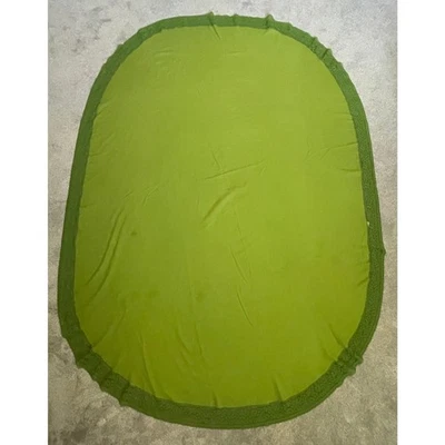 Винтажный овальный JC пенни ткани скатерть - зеленый - кружевной край - Рождество - 86 "x 63" - Изображение 1 из 4