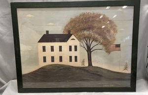 Warren Kimble Famous Folk Artist VTG Glass & Wood Wall Art Americana 23x31 - Picture 1 of 5