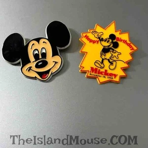 Disney Happy Birthday Mickey November 19, 1990 Two Plastic Pin Set (U7:62020) - Picture 1 of 1