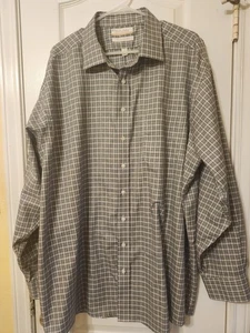 MEN'S BLACK RED GRAY WHITE PLAID BUTTON-UP DRESS SHIRT 18.5 36/37 BIG by RT&Y - Picture 1 of 4