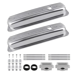 2x Aluminum Valve Covers for Small Block For SBC Small Block Chevy engines 283 - Picture 1 of 12