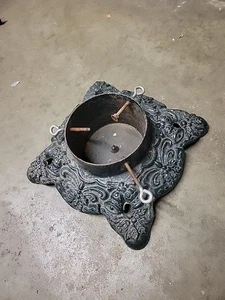Soporte para árbol de Navidad vivo de hierro fundido verde 14" cuadrado MUY pesado  - Imagen 1 de 7