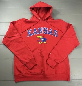 CHAMPION Kansas KU Jayhawks Sweatshirt Mens Size Medium Red Hoodie Big Jay - Picture 1 of 13