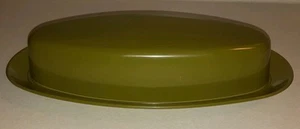 Vintage Melamine Covered Butter Dish Olive Green Melmac 8.5” Mid Century Retro - Picture 1 of 6