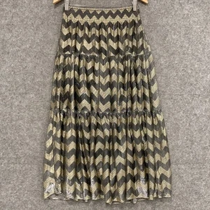 French Connection Skirt Womens Size 10 Metallic Striped Elastic Waist Maxi 25007 - Picture 1 of 8