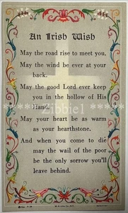 An Irish Wish, tarjeta de oración devocional sagrada de colección. - Imagen 1 de 2