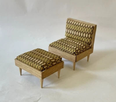 Vintage Bodo Henning Dollhouse Chair Ottoman Mid Century Miniature Furniture - Image 1 of 4