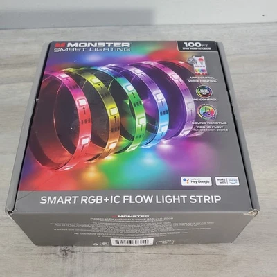 Monster RGB LED Inteligente 100 pies Interior Multicolor Flujo Tira de Luz, SIN Cable de Alimentación Foto 1 de 4