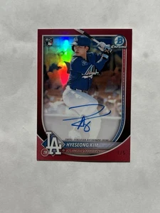 Bowman Chrome Hyeseong Kim 2025 refractor rojo automático/5 novato RC #CRA-HK Dodgers - Imagen 1 de 2