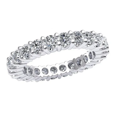 Conjunto de pinos U-Basket anel banda eternidade 2,4 quilates diamante natural 950 platina feminino - Imagem 1 de 3