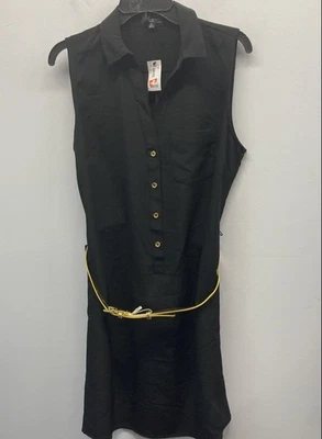 Camisa para mujer The Limited negra sin mangas con cinturón M nueva con etiquetas Foto 1 de 3