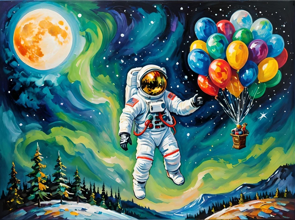 A5 Greeting Card Can be personalised on front A5 Custom Space Birthday Balloons - Image 1 of 1