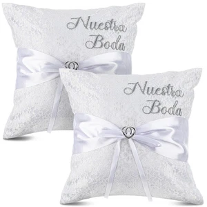2pcs Wedding Embroidered Kneeling Pillows Nuestra Boda 18 x 18 Inch Embroider... - Picture 1 of 6