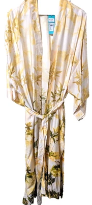 Seafolly Palms Kimono Silk Blend Tropical M/L Belted - Image 1 of 4