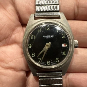 RUNS WAKMANN 17 JEWELS MECHANICAL VINTAGE WATCH 1951 SWISS MENS/WOMENS RARE - Picture 1 of 13