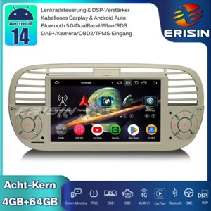 64GB Android 14 GPS Autoradio Navi DAB+ CarPlay Wifi Für Fiat 500/500C/500S/500E - Bild 1 von 21