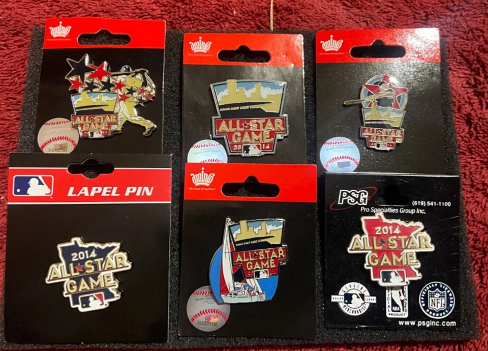 GROUP OF 6 DIFFERENT 2014 ALL STAR GAME LOGO PINS MINNESOTA TWINS - Image 1 of 1