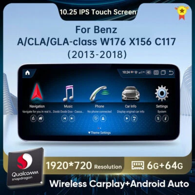 10.25" Mercedes A/CLA/GLA Class W176 X156 C117 Car Stereo Android 14 64GB BT5.0 - Image 1 of 4