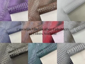 Pure White Z Faux Crocodile Vinyl Leather Upholstery Fabric By Yard, Big 3D Croc - Picture 1 of 41