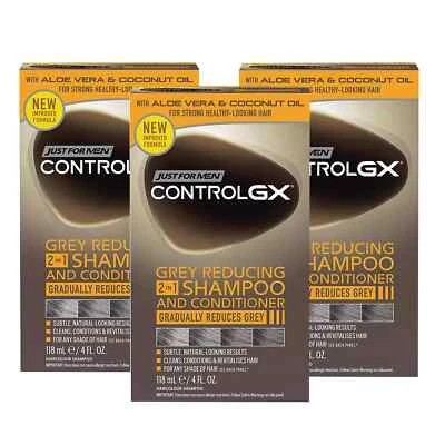 Just for men Control GX-2-in-1 Shampoo & Conditioner for Grey Hair x3