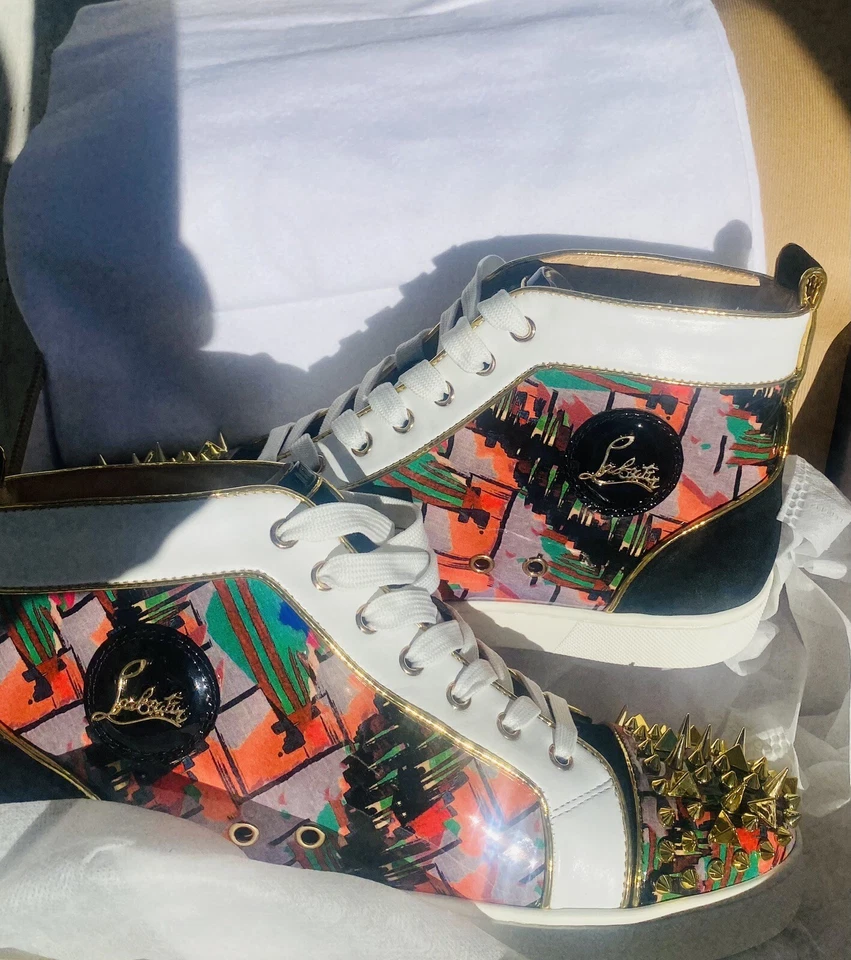 Christian Louboutin Multicolor Saffiano Spikes Zapatos de caña alta - RARO - Talla 41 Foto 1 de 4