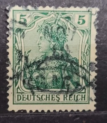 Deutsches Reich Stamp 5 reichspfennig 1921 Green - Germania , Germany - Image 1 of 2