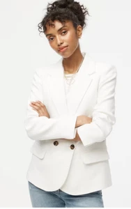 J.Crew $188 Womens Petite Cotton Blend Textured Blazer White Size P6 BZ019 - Picture 1 of 14