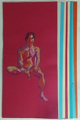 Lote de 9 bocetos de desnudos artísticos originales de interés gay Foto 1 de 4