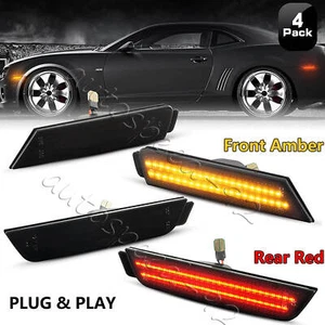 4pcs Smoked Lens Front Rear LED Side Marker Light Kit For 2010-15 Chevy Camaro - Picture 1 of 12