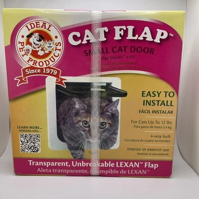 Ideal Pet Products Cat Flap Small Cat Door 6 1/4 x 6 1/4 White New in Box - Image 1 of 4