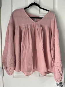 Ces Femme Katherine Top rosa Baumwolle Gaze Ballon Langarm Schlüsselloch groß - Bild 1 von 10