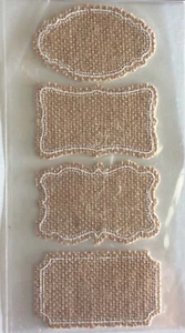 4 Burlap Label Scrapbook Craft Embellishment Stickers NIP - Picture 1 of 1