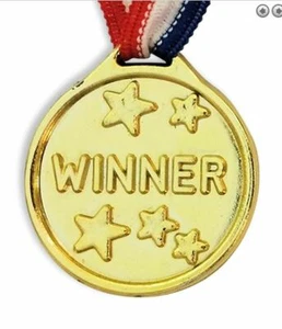 Children WINNER MEDAL Gold Kids Party Game Toy Win Prize Award Sports Day Loot - Picture 1 of 4