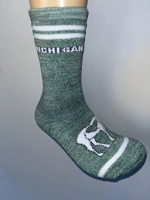 ГОСУДАРСТВО MICHIGAN ЗЕЛЕНЫЙ ЛОСЬ ЛОГОТИП ЖЕНЩИН ЭКИПАЖА НОСКИ СРЕДНИЙ Q - Изображение 1 из 2