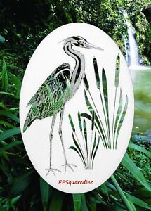 Egret Left Static Cling Window Decal OVAL 21x33 Bird Decor for Glass Doors