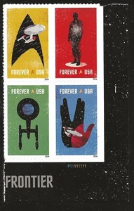 US Scott #5132-35, Plate Block #P11111111 2016 Star Trek VF MNH Lower Right - Picture 1 of 1
