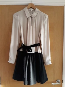 PAULE KA Dress beige silk blouse with attached black skirt - Size EUR42 / Medium - Picture 1 of 5