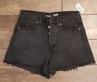 Nwt Old Navy Shorts Sky-Hi A-Line Cut Off Womens Size 8 Button Fly Black Denim