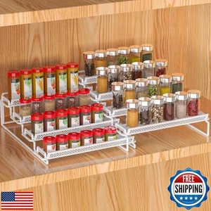 4 Tier Spice Rack Organizer for Inside Cabinet Expandable Display Riser Shelf - Picture 1 of 5