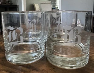 4er Set Whiskey Rock 12 Oz Gläser monogrammiert mit Initialen B - Bild 1 von 4
