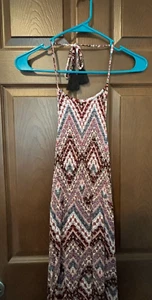Maxi Vestido Para Mujer RUE 21 Halter Multicolor Abstracto Cachemira Calzoncillo Talla M - Imagen 1 de 4