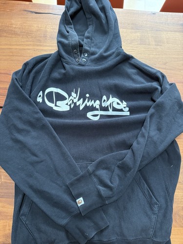 A BATHING APE (BAPE) Felpa con cappuccio BAPE × Futura logo corsivo pullover nero A Bathing Ape taglia L