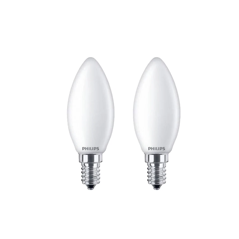 Philips 4.3W ( 40W ) LED candle bulb, ses, e14, Warm White 2 pack - Image 1 of 1