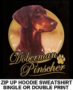 SEHR EDEL DOBERMANN PINSCHER HUND KUNST GOLD SCHRIFTZUG REISSVERSCHLUSS HOODIE SWEATSHIRT 716 - Bild 1 von 12