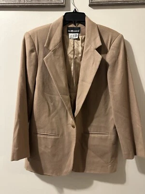 Blazer Sag Harbor Mujer 100% Lana Un Botón Frontal Taupe Manga Larga Bolsillos Foto 1 de 4