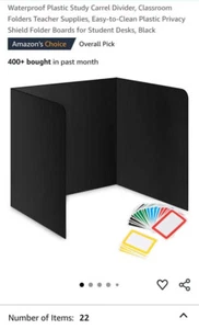 22-Pack Desk Dividers for Students, Easy-to-Clean Plastic Privacy Shield Boards - Picture 1 of 5