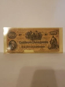 Vintage Confederate States Of America 100 Dollar Bill Richmond History Reprint - Picture 1 of 11