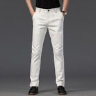 Men Casual Long Pants Striped Trousers Business Smart Formal Dinner Trousers