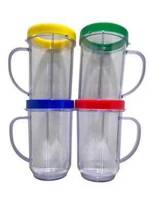 4 Nutri Bullet Blender Mugs Cup W/Lip Rings Handles Replacement Parts - Image 1 of 3