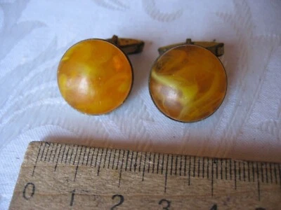 Gemelos ámbar vintage del Báltico URSS años 60 dorados Foto 1 de 4